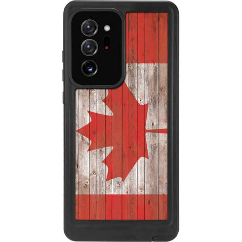 Canadian Flag Dark Wood Galaxy Note20 Ultra 5G Waterproof Case